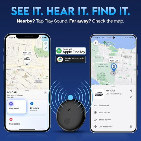 Car Tracker Device No Subscription 2 Pack, Magnetic GPS Tracker for Vehicles No Monthly Fee, Android iOS Dual System Compatible Find My Find Hub, Hidden Bluetooth Locator, AirTag Alternative Android in Saudi Arabia
