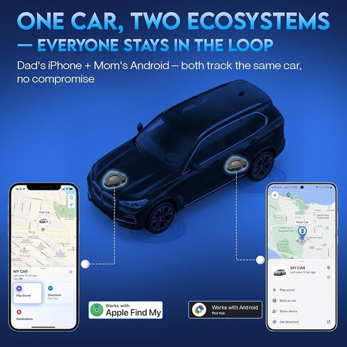 Car Tracker Device No Subscription 2 Pack, Magnetic GPS Tracker for Vehicles No Monthly Fee, Android iOS Dual System Compatible Find My Find Hub, Hidden Bluetooth Locator, AirTag Alternative Android in Saudi Arabia