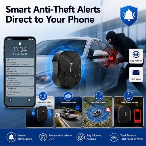 Winnes 4G GPS Tracker for Vehicles No Subscription,180-Day Standby TK905B | 10000mAh Long Battery 、Built-In Microphone、10s Updates、Real-Time Tracking、Global Coverage、Magnetic, Hidden & IP67 Waterproof in Kuwait