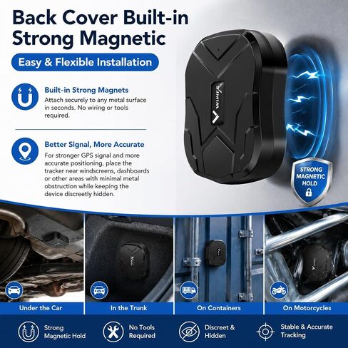 Winnes 4G GPS Tracker for Vehicles No Subscription,180-Day Standby TK905B | 10000mAh Long Battery 、Built-In Microphone、10s Updates、Real-Time Tracking、Global Coverage、Magnetic, Hidden & IP67 Waterproof in Kuwait