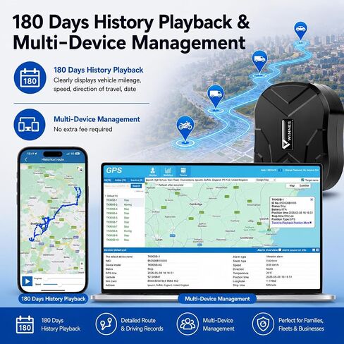 Winnes 4G GPS Tracker for Vehicles No Subscription,180-Day Standby TK905B | 10000mAh Long Battery 、Built-In Microphone、10s Updates、Real-Time Tracking、Global Coverage、Magnetic, Hidden & IP67 Waterproof in Kuwait