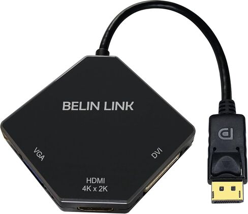 DP to HDMI VGA DVI Adapter Displayport to HDMI 4K Adapter 3 in 1 Display Port to HDMI Converter Male to Female Full HD Video/Audio Support, Latching DisplayPort Connector, Plug-and-Play for Laptops in Kuwait