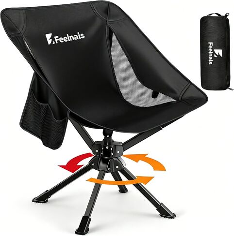 Portable Camping Chairs Compact, Swivel Folding Camp Chair | 3.5 lbs Lightweight, 10 Seconds Quick Setup, Side Pocket, Storage Bag Easy to Carry for Outdoor Sporting, Holds up to 330 lbs in Saudi Arabia