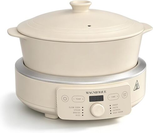 MAGNIFIQUE Slow Cooker, 4.5 Quart 8-in-1 Clay Pot Multi-Cooker, Non-Toxic Slow Cooker with Removable Clay Pot, for Rice, Pasta, Steam & Proof, Nonstick, Oven Safe Pot to 500°F, Oatmeal in Saudi Arabia