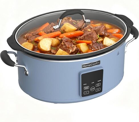 HOMECOOKIN Slow Cooker, Extra Large 10 Quart Programmable Slow Cookers, Dishwasher Safe Glass Lid & Crock, Kitchen Appliance for Families and Gatherings,Blue in Saudi Arabia