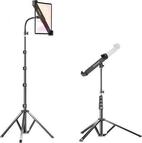 elitehood Metal iPad Tripod Stand, 72in Gooseneck Tablet Floor Stand Holder | Heavy Duty Aluminum Tall iPad Floor Stand, Adjustable iPad Music Stand for Pro 13 11, Mini, Air, iPhone and 4.7-13" Tablets in Saudi Arabia