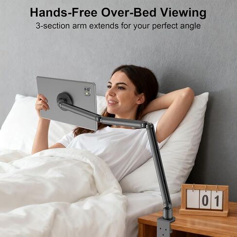 Magnetic iPad Holder for Desk, Adjustable Tablet Stand for Bed with N52 | Strong Magnet, Sturdy Aluminum Tablet Arm Mount Fits 4.7-13.5" iPad Pro/Air/Mini, Kindles, Phones, Kitchen, Work, Video Call in Saudi Arabia