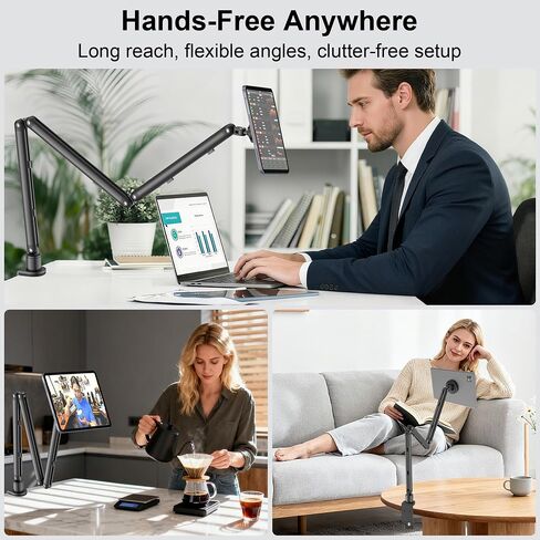 Magnetic iPad Holder for Desk, Adjustable Tablet Stand for Bed with N52 | Strong Magnet, Sturdy Aluminum Tablet Arm Mount Fits 4.7-13.5" iPad Pro/Air/Mini, Kindles, Phones, Kitchen, Work, Video Call in Saudi Arabia