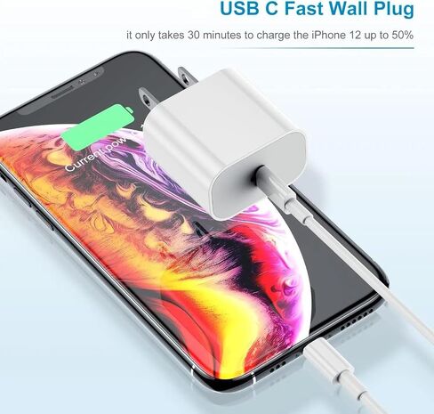 iPhone Charger Fast Charging 10ft, Type C Charger Block and Long USB C to Lightning Cable Cord,USBC Wall Plug Power Adapter Cube for Apple iPhone 14 Pro Max/14 Plus/14/13/12 Mini/11/XS Max/XR/iPad Air in Saudi Arabia