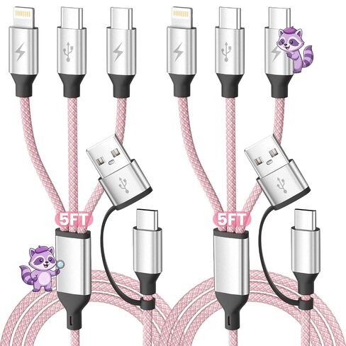 Travel Vacation Essentials 3IN1 USB C Multi Charging Cable, 2Pack 4FT in Saudi Arabia