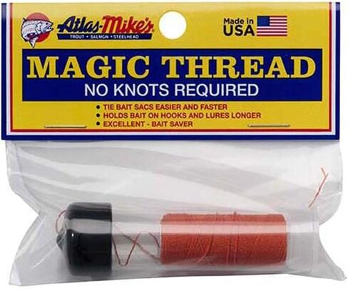 Atlas Mike’s MAGIC Thread – No-Knot Bait Thread for Tying Roe Sacs, Holding Soft Baits & Securing Chicken Liver or Shrimp – Elastic Fishing Thread with Optional Dispenser – Orange W/Dispenser -1 Spool in Saudi Arabia