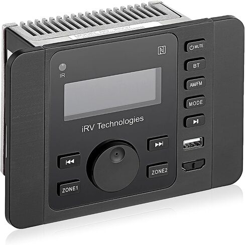 iRV37 Wireless RV Radio Car Stereo with Bluetooth, Supports HDMI in&Out, ARC, APP, Digital Stereo Sound, A&FM,Clock,NFC,USB 5V Charging,2 Zones Wall Mount Car Audio Receiver in Saudi Arabia