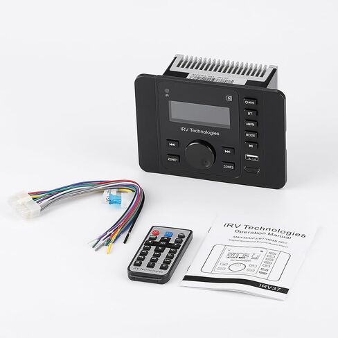 iRV37 Wireless RV Radio Car Stereo with Bluetooth, Supports HDMI in&Out, ARC, APP, Digital Stereo Sound, A&FM,Clock,NFC,USB 5V Charging,2 Zones Wall Mount Car Audio Receiver in Saudi Arabia