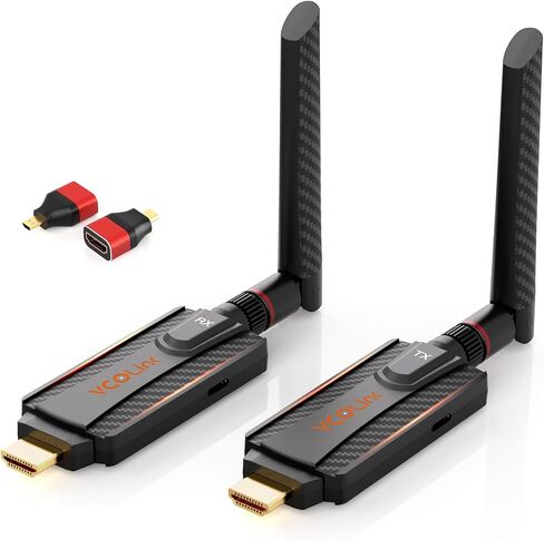 Wireless HDMI Transmitter and Receiver, 1 to 2 Extender Kit 656ft Long Range Stable 1080P,5GHz 0.05s Low Lag with Privacy Button, Plug and Play for Streaming from Camera/TV Box/PC/Laptop to Monitor in Saudi Arabia