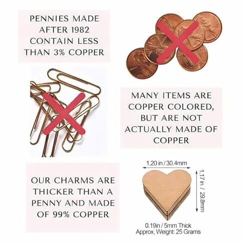 Homestia Pure Copper Heart Water Energizer | Set of 2 Heart for Drinking Watercharger | Ayurvedic CopperHeart Drinking Water Purification & Infusion | Reusable for Glass, Bottle & Jug in Saudi Arabia