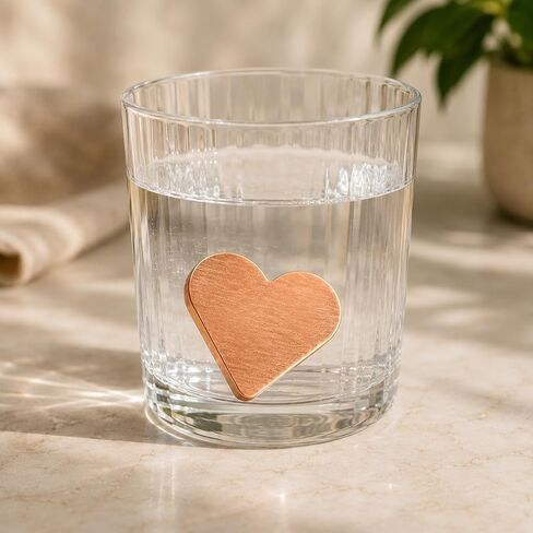 Homestia Pure Copper Heart Water Energizer | Set of 2 Heart for Drinking Watercharger | Ayurvedic CopperHeart Drinking Water Purification & Infusion | Reusable for Glass, Bottle & Jug in Saudi Arabia