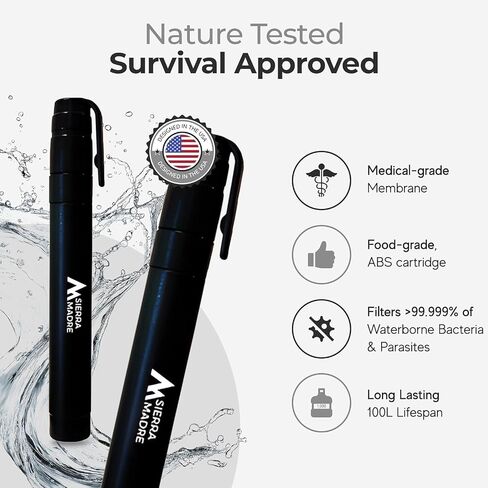 Sierra Madre Survival Bundle – Pure Water Straw with Emergency Mylar Sleeping Bag – Ultralight, Portable Gear for Camping, Hiking & Emergency Preparedness in Saudi Arabia