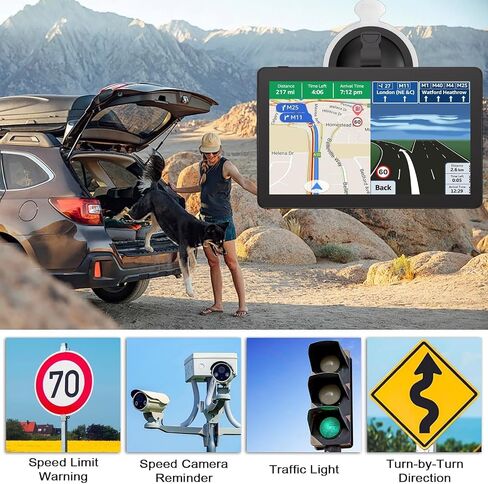 GPS Navigation for Car, 2026 Map 9 inch Touch Screen Car GPS 256-16GB, Voice Turn Direction Guidance, Support Speed and Red Light Warning, Pre-Installed North America Lifetime map Free Update in Kuwait