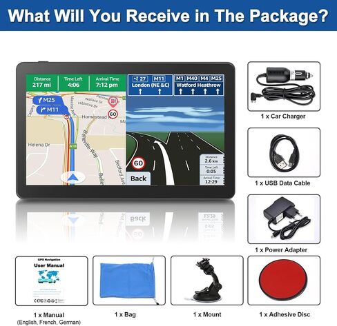 GPS Navigation for Car, 2026 Map 9 inch Touch Screen Car GPS 256-16GB, Voice Turn Direction Guidance, Support Speed and Red Light Warning, Pre-Installed North America Lifetime map Free Update in Kuwait