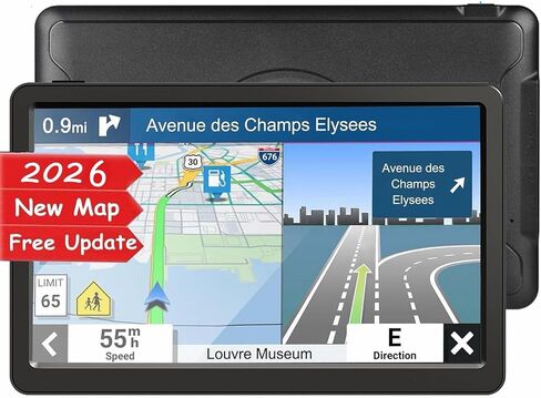 GPS Navigator for Car Truck RV,9'' Navigation with 2026 US/CA/MX Maps | Custom Vehicle Routing, Speed & Red Light Camera Alerts, HD Touchscreen, Lane Guidance and 2D&3D Maps (Free Lifetime Updates) in Saudi Arabia
