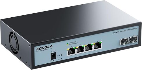 SODOLA 8 Port 10Gb Switch, L3 Managed, 8x10G SFP+ Ports | Fanless, Supports Link Aggregation/QoS/VLAN/IGMP, Wall Mounted,10Gb SFP Network Switch（SFP Transceiver is NOT Included)) in Saudi Arabia