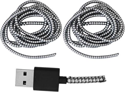 2Pcs Spiral Cable Protector, Animal Proof Cord Sleeve for Pets, Wire Repair & Headphone Saver, Strain Relief Cable Wrap for Phone, USB, Charger, Data Cables, 55 Inches, White in Saudi Arabia