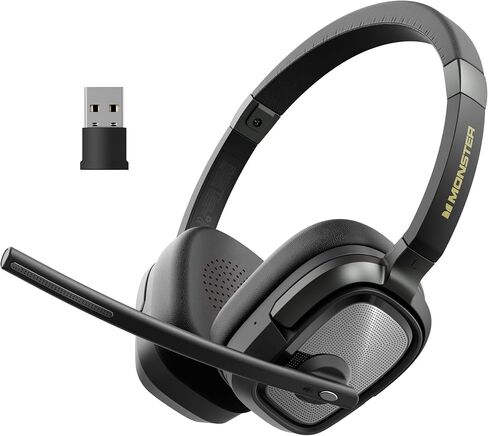 Monster VoiceLink 200 Wireless Headset with Mic for Work, Bluetooth V5.4 Headphones with AI Noise Cancelling Mic & USB Dongle, 60H Playtime & Mic Mute for Computer/Laptop/PC/iPhone/Android | BT5.4,USB Dongle,Fast Recharge & 60H Playtime,AI Noise‑Cancellin in Saudi Arabia