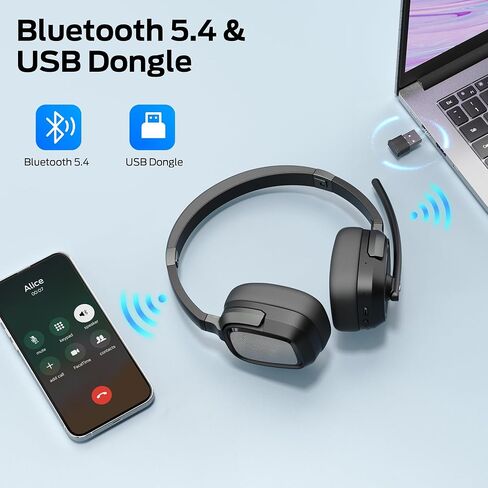 Monster VoiceLink 200 Wireless Headset with Mic for Work, Bluetooth V5.4 Headphones with AI Noise Cancelling Mic & USB Dongle, 60H Playtime & Mic Mute for Computer/Laptop/PC/iPhone/Android | BT5.4,USB Dongle,Fast Recharge & 60H Playtime,AI Noise‑Cancellin in Saudi Arabia