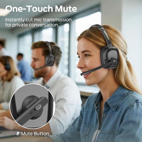 Monster VoiceLink 200 Wireless Headset with Mic for Work, Bluetooth V5.4 Headphones with AI Noise Cancelling Mic & USB Dongle, 60H Playtime & Mic Mute for Computer/Laptop/PC/iPhone/Android | BT5.4,USB Dongle,Fast Recharge & 60H Playtime,AI Noise‑Cancellin in Saudi Arabia