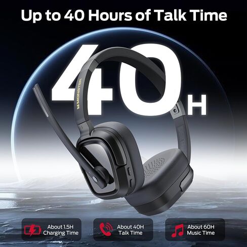 Monster VoiceLink 200 Wireless Headset with Mic for Work, Bluetooth V5.4 Headphones with AI Noise Cancelling Mic & USB Dongle, 60H Playtime & Mic Mute for Computer/Laptop/PC/iPhone/Android | BT5.4,USB Dongle,Fast Recharge & 60H Playtime,AI Noise‑Cancellin in Saudi Arabia