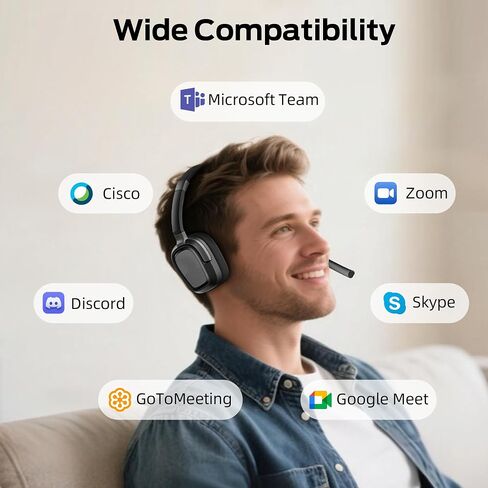 Monster VoiceLink 200 Wireless Headset with Mic for Work, Bluetooth V5.4 Headphones with AI Noise Cancelling Mic & USB Dongle, 60H Playtime & Mic Mute for Computer/Laptop/PC/iPhone/Android | BT5.4,USB Dongle,Fast Recharge & 60H Playtime,AI Noise‑Cancellin in Saudi Arabia
