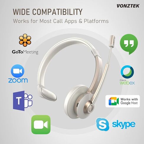 Wireless Headset, Bluetooth Headphones with Microphone Noise Canceling & Mute, 5.0 Trucker Bluetooth Headset with Mic/USB Dongle for Cell Phone Computer Work Office Teams Meeting Call Center in Saudi Arabia