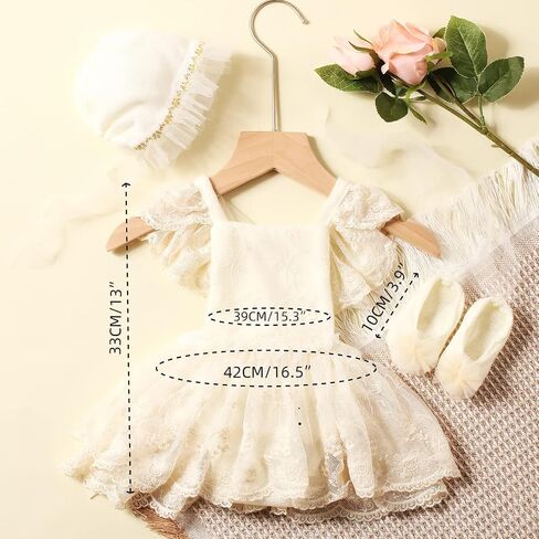 Ylsteed Newborn Photography Props - Lace Romper with Headband, Infant Photo Shoot Outfit for Girls - Dress, Hat, and Shoes Included in Kuwait