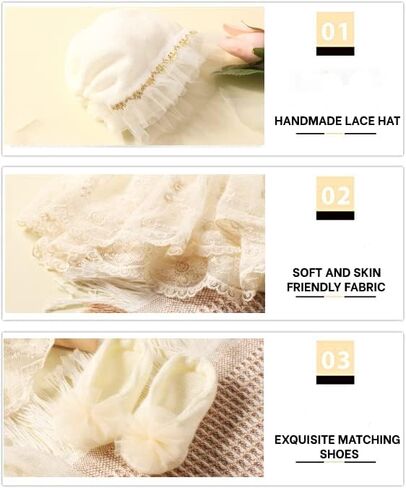 Ylsteed Newborn Photography Props - Lace Romper with Headband, Infant Photo Shoot Outfit for Girls - Dress, Hat, and Shoes Included in Kuwait