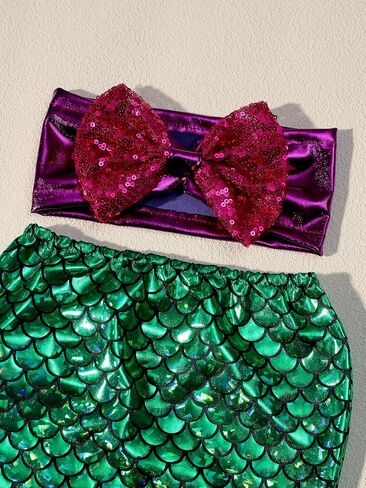 Holibeat Newborn Girl Photography Props Mermaid Baby Photoshoot Outfits Mermaid Tail Photo Props (green-purple) in Saudi Arabia