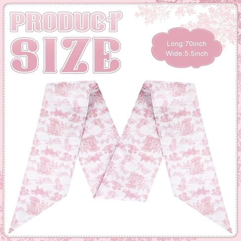 Pink Newborn Swaddle Bowknot Toile De Jouy Sash Soft Cotton Decorative Bowknot Strap for Baby Swaddles Adorable Maternity Photography Photo Prop Sash, 70 x 5.5 Inch in Kuwait