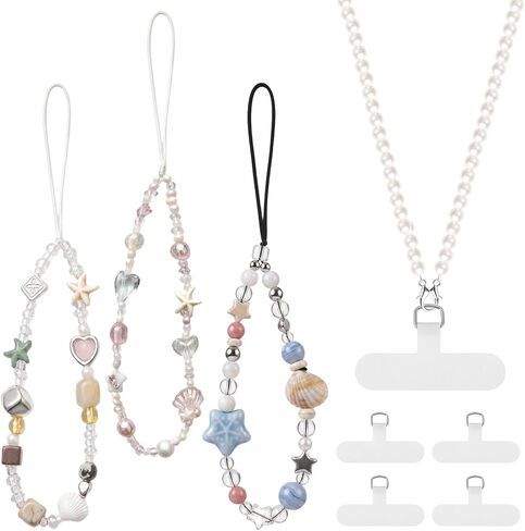 4 Pcs Butterfly Bow Cute Knot Beaded Phone Charm Cute Phone Lanyard Wrist Strap Keychain Flower Lanyard Pearl Wrist Strap in Saudi Arabia