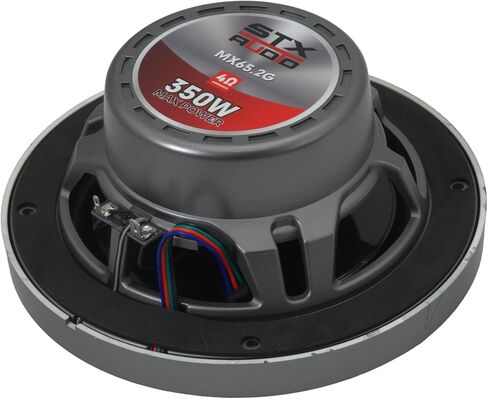 STX Audio MX65.2G 6.5-Inch 2-Way RGB LED Marine Coaxial Speakers, 350W Max, 4 Ohms, Water-Resistant with Remote Control for RGB Illumination (2 Speakers) in Saudi Arabia