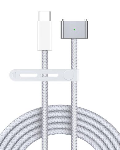 USB C to Magnetic 3 Charger Cable for MacBook Air 13.6 15 inch Mac Pro 14 16 M5 M4 M3 M2 M1 2026 2025 2024 2023 2022 2021, Braided Cord & LED, Powerful Magnetic, Super Durable, Original Quality 6.6FT in Saudi Arabia