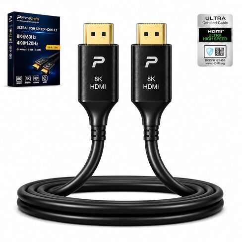 8K HDMI 2.1 Cable - Ultra High Speed 48Gbps - 4k 120Hz - eARC (6.6 FT / 2M) in Saudi Arabia