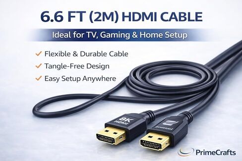 8K HDMI 2.1 Cable - Ultra High Speed 48Gbps - 4k 120Hz - eARC (6.6 FT / 2M) in Saudi Arabia