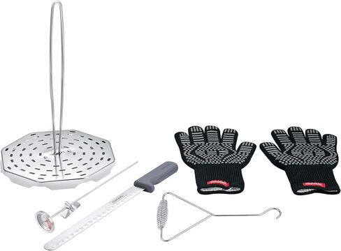 CONCORD 6 Piece Stainless Steel Turkey Fryer Kit. Frying Accessories Includes: Rack, Lifter, Thermometer, Gloves, and Turkey Slicer Knife in Saudi Arabia