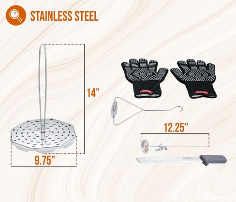 CONCORD 6 Piece Stainless Steel Turkey Fryer Kit. Frying Accessories Includes: Rack, Lifter, Thermometer, Gloves, and Turkey Slicer Knife in Saudi Arabia