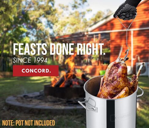 CONCORD 6 Piece Stainless Steel Turkey Fryer Kit. Frying Accessories Includes: Rack, Lifter, Thermometer, Gloves, and Turkey Slicer Knife in Saudi Arabia