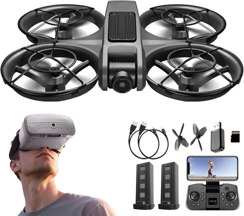 Adult FPV Drone with VR Goggles, First Person View, 1080P HD Camera for Beginners Quadcopter, 360° Flip Stunt, Brushless Motor, Optical Flow Position Hover, Adjustable Speed, Propeller Guards, One Key Takeoff & Landing, Remote Control Aircraft for New Pil in Saudi Arabia
