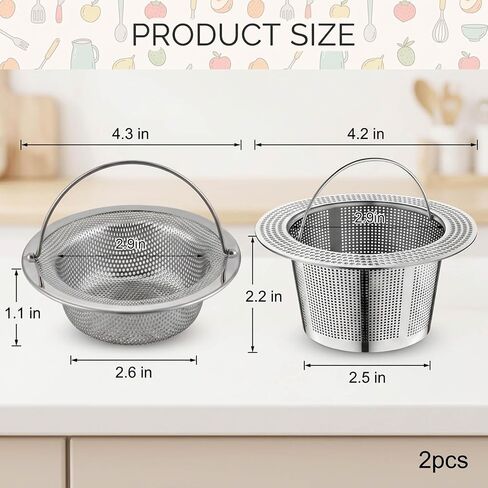 2PCS Juice Strainer, Strainer for Juicing,(4.2 in & 4.3in) 304 Stainless Steel Fine Filter Set,Hands-Free Filtration for Nama J2 and Ninja Cold Press Juicers, Dishwasher Safe Cleaning in Saudi Arabia