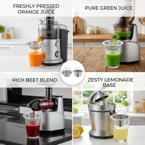 2PCS Juice Strainer, Strainer for Juicing,(4.2 in & 4.3in) 304 Stainless Steel Fine Filter Set,Hands-Free Filtration for Nama J2 and Ninja Cold Press Juicers, Dishwasher Safe Cleaning in Saudi Arabia