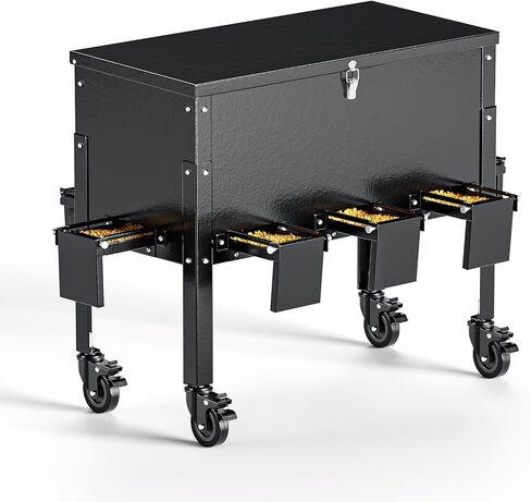 Gravity Deer Feeder, 200LB Large Capacity Heavy Duty Metal Outdoor Deer Feeders with Wheels, 8-Port Deer Corn Feeder with Weatherproof Lid for Hunting & Wildlife Feeding in Saudi Arabia