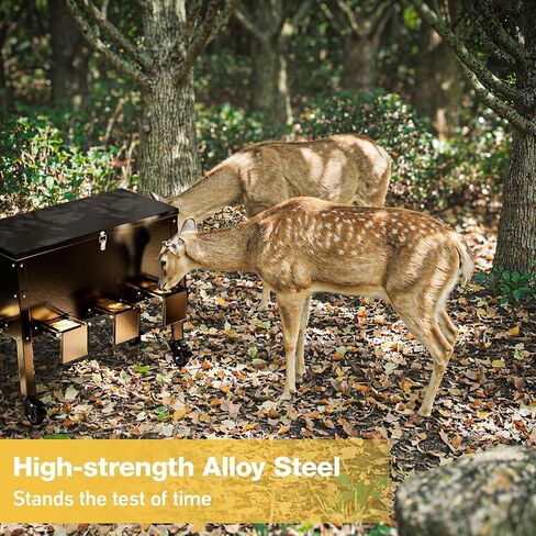 Gravity Deer Feeder, 200LB Large Capacity Heavy Duty Metal Outdoor Deer Feeders with Wheels, 8-Port Deer Corn Feeder with Weatherproof Lid for Hunting & Wildlife Feeding in Saudi Arabia