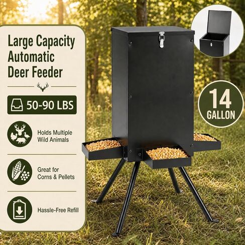 GYMAX 90LBS Deer Feeder, Gravity Deer Feeders with 4 Trays, Heavy Duty in Saudi Arabia